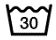 A washing symbol with numbers indicates the maximum washing temperature. Wash at a maximum of 30 degrees celsius.