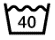 A washing symbol with numbers indicates the maximum washing temperature. Wash at a maximum of 40 degrees celsius.